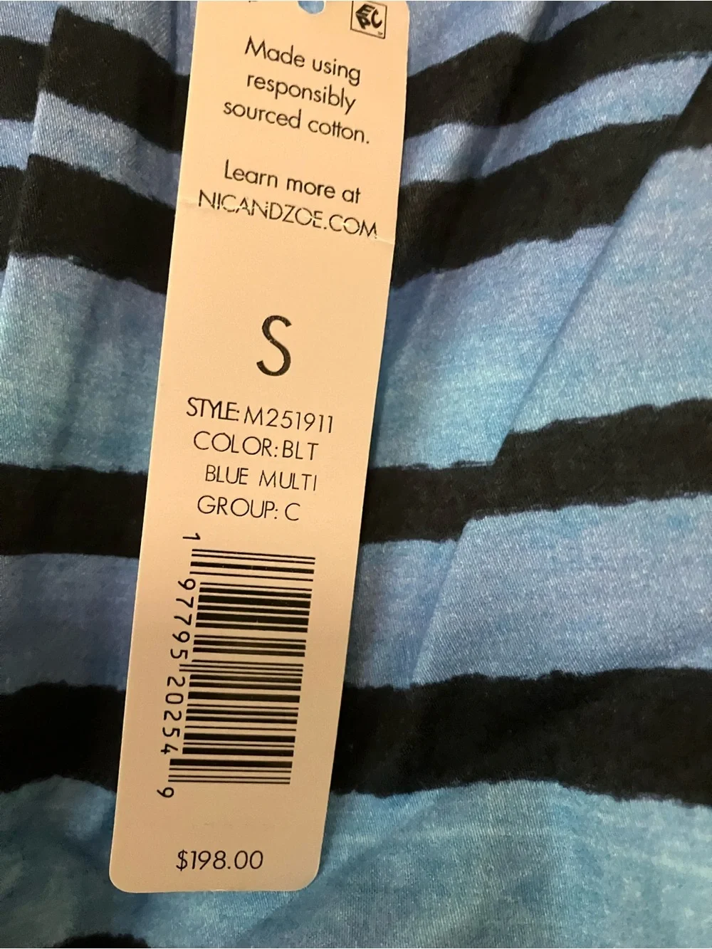 NIC+ZOE Painted Peninsula Blue Multi Color Stripe Sophie Midi Dress: Size S - Picture 6 of 8